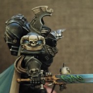 Shoulder pad, sword and Psychic Hood from Librarian Primaris release.